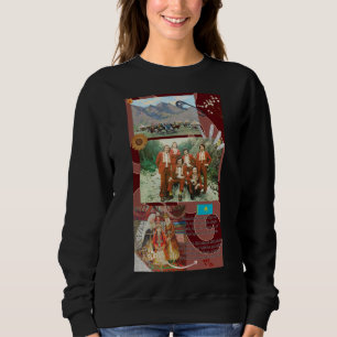 Sweatshirt Sweat-shirt pour femmes noires avec design kazakh