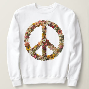 Sweatshirt Symbole de la paix florale avec fleurs vibrantes