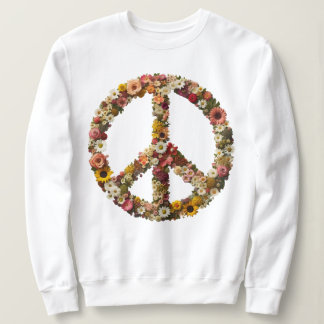Sweatshirt Symbole de la paix florale avec fleurs vibrantes