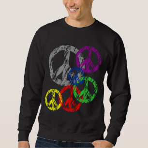 Sweatshirt Symbole de paix affligé par gris avec le