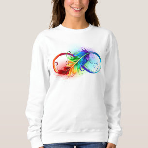 Sweatshirt Symbole d'infini avec plume arc-en-ciel