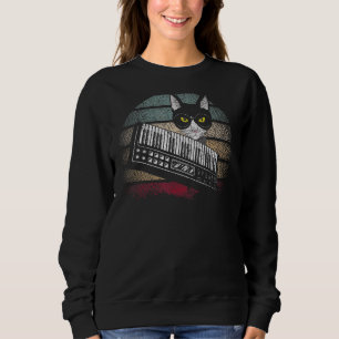 Sweatshirt Synthétiseur Cat Retro Synth Vaporwave