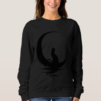 Sweatshirt T-Shirt Chat de Lune – Graphisme de Chat Noir Sorc