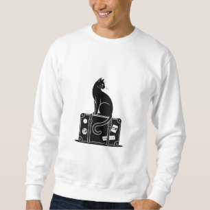 Sweatshirt T-shirt de chat de voyage minimaliste