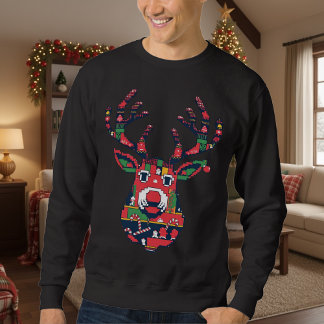 Sweatshirt T-shirt de Noël Pixel Reindeer Ugly Sweater