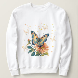 Sweatshirt T-Shirt Floral Papillon Magique