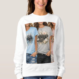 Sweatshirt T-shirt graphique floral vintage mignon pour fille
