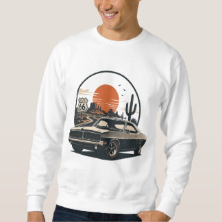 Sweatshirt T-Shirt graphique vintage Mustang Route 66 Garage