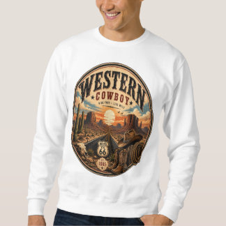 Sweatshirt T-Shirt graphique vintage Western Cowboy Route 66