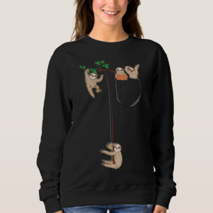 Sweatshirt T-Shirt Happy Sloth Family Habitat dans la poche