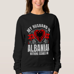 Sweatshirt T-shirt Homme Mon Mari Est Fier Drapeau Albanie Fi