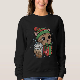 Sweatshirt T-shirt personnalisé Meowy Noël Chat Café glacé