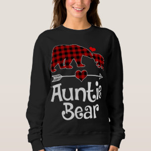 Sweatshirt Tante Ours de Noël Pyjama rouge Plaid Buffalo Mat