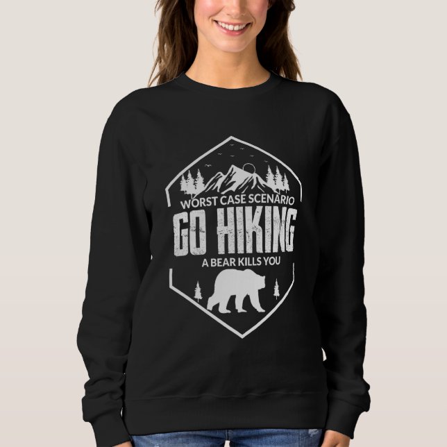Sweatshirt Tee de randonnée Camping Partez en randonnée Ours  (Devant)