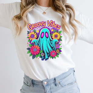 Sweatshirt Tendance Néon Floral Rétro Fantôme Groovy Hallowee