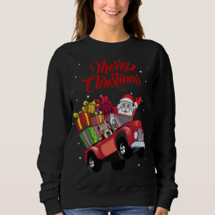 Sweatshirt Terrier Pitbull Américain Avec Père Noël En Rouge 