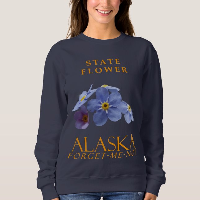Sweatshirt Territoire de l'Alaska Fleur Bleu Oublier-Me-Pas (Devant)
