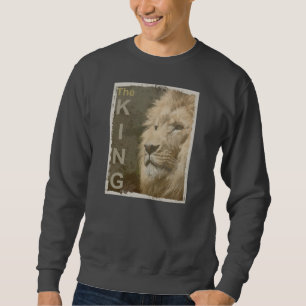 Sweatshirt Tête de Lion Pop Art The King Front Print Mens