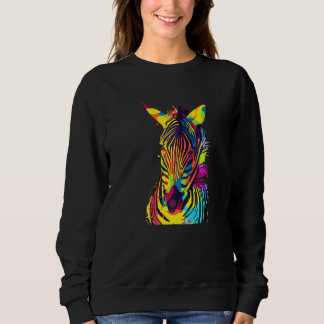 Sweatshirt Tête de zèbre pop art colorée