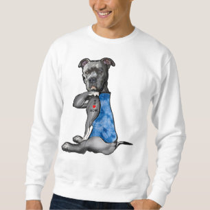 Sweatshirt Tie Dye PitBull - I Love Maman Pitbull Tattoo Moth
