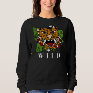 Sweatshirt Tiger Old School American traditionnel tatouage Ar