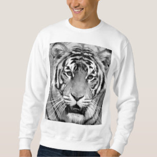 Sweatshirt Tiger Tête Face Mens Moderne Élégant Modèle blanc