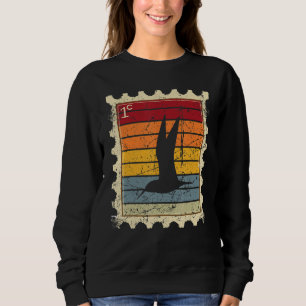 Sweatshirt Timbre-poste avec un oiseau volant au coucher du s