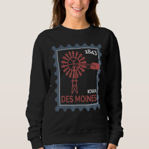 Sweatshirt Timbre-poste avec une ancienne éolienne à Des Moin
