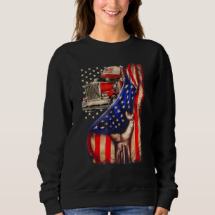 Sweatshirt Tirer À La Main Le Drapeau Américain Pour Trucker