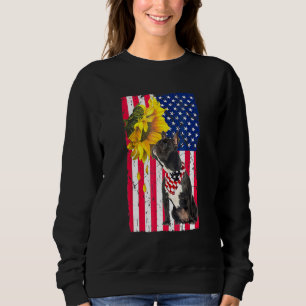 Sweatshirt Tournesol Drapeau Américain Chien Bouledogue Franç