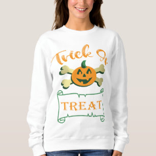 Sweatshirt Tracer ou traiter les os croisés citrouille Hallow