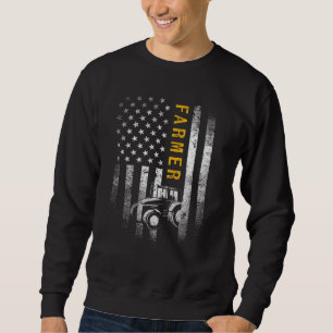 Sweatshirt Tracteur American USA Drapeau Funny Farmer Rancher