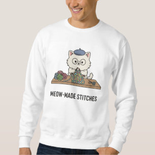 Sweatshirt Tricot Félin 'Points Faits-Miaou' Artisanat d'Art