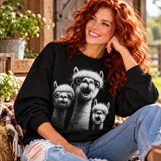 Sweatshirt Trio de lamas drôles aux yeux écarquillés Humour a