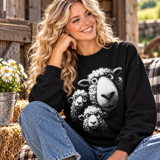 Sweatshirt Trio de moutons drôles aux yeux écarquillés Humour