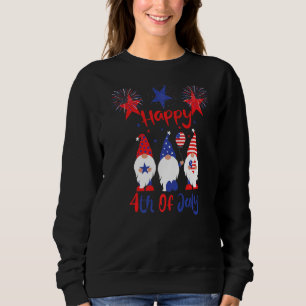Sweatshirt Trois Gnome Happy 4 juillet Firework American Fl