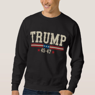 Sweatshirt Trump 45 47 Drapeau américain USA Rétro Vintage
