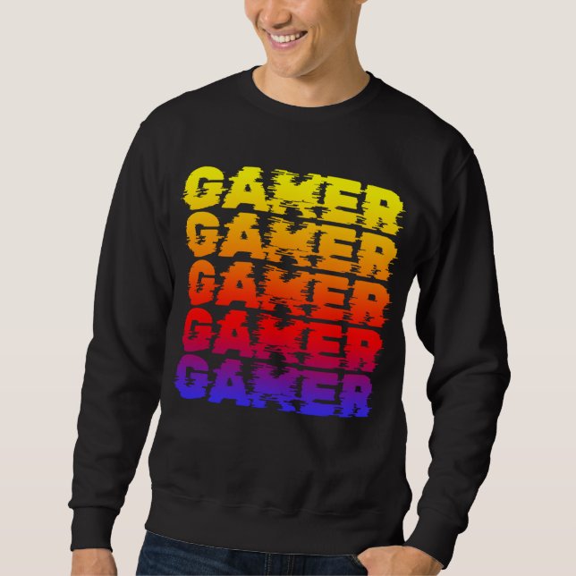 Sweatshirt Typographie colorée de jeu de gamer (Devant)
