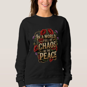 Sweatshirt Typographie Florale Vintage Paix