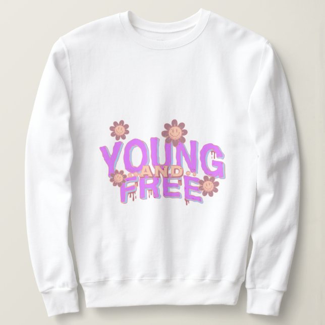Sweatshirt Typographie jeune et libre (Design devant)