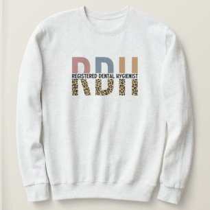 Sweatshirt Typographie léopard hygiéniste dentaire enregistré