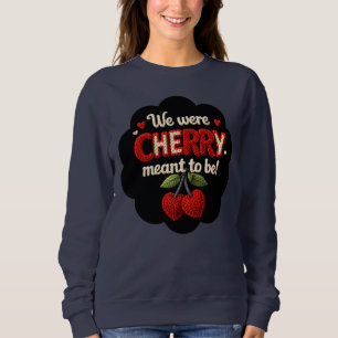 Sweatshirt Typographie style tricot cosy et cerise adorable