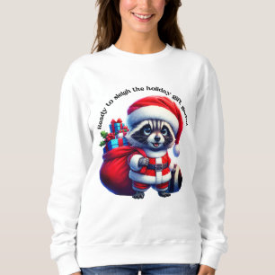 Sweatshirt Un joli raton laveur en costume Père Noël prêt pou