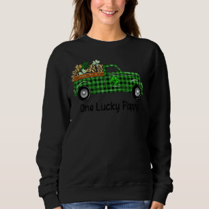Sweatshirt Un Lucky Pappy Green Plaid Truck Shamrocks St Pat
