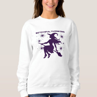 Sweatshirt Une sorcière de réflexion sur Broom Halloween