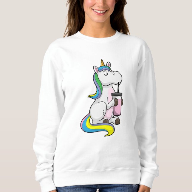 Sweatshirt Unicorne avec thé bulle (Devant)