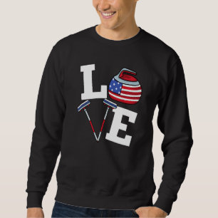 Sweatshirt Usa Curler Broom Winter Glace Sports American Flag