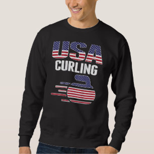 Sweatshirt USA Team Curling Rock Jersey American Flag Winter