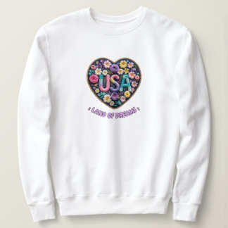 Sweatshirt USA Terre de Rêves Floral Art en Broderie 3D