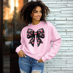 Sweatshirt Valentines Jour Bow avec Coeurs